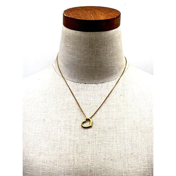 Gold-Tone Open Heart Pendant Necklace On Fine Chain - Picture 4 of 4